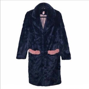 Shrimps Blue Pink Claude Faux Fur Coat US 4